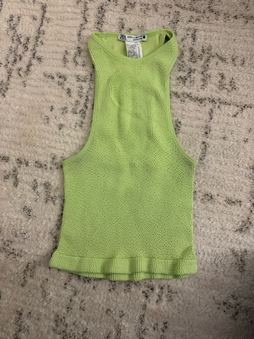 Zara Neon Lime Knit Racerback Tank